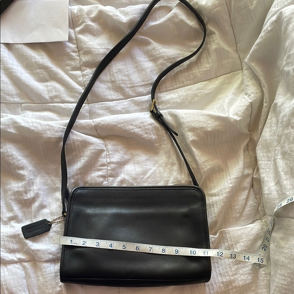 Coach Black Messenger Bag with Metallic Accent